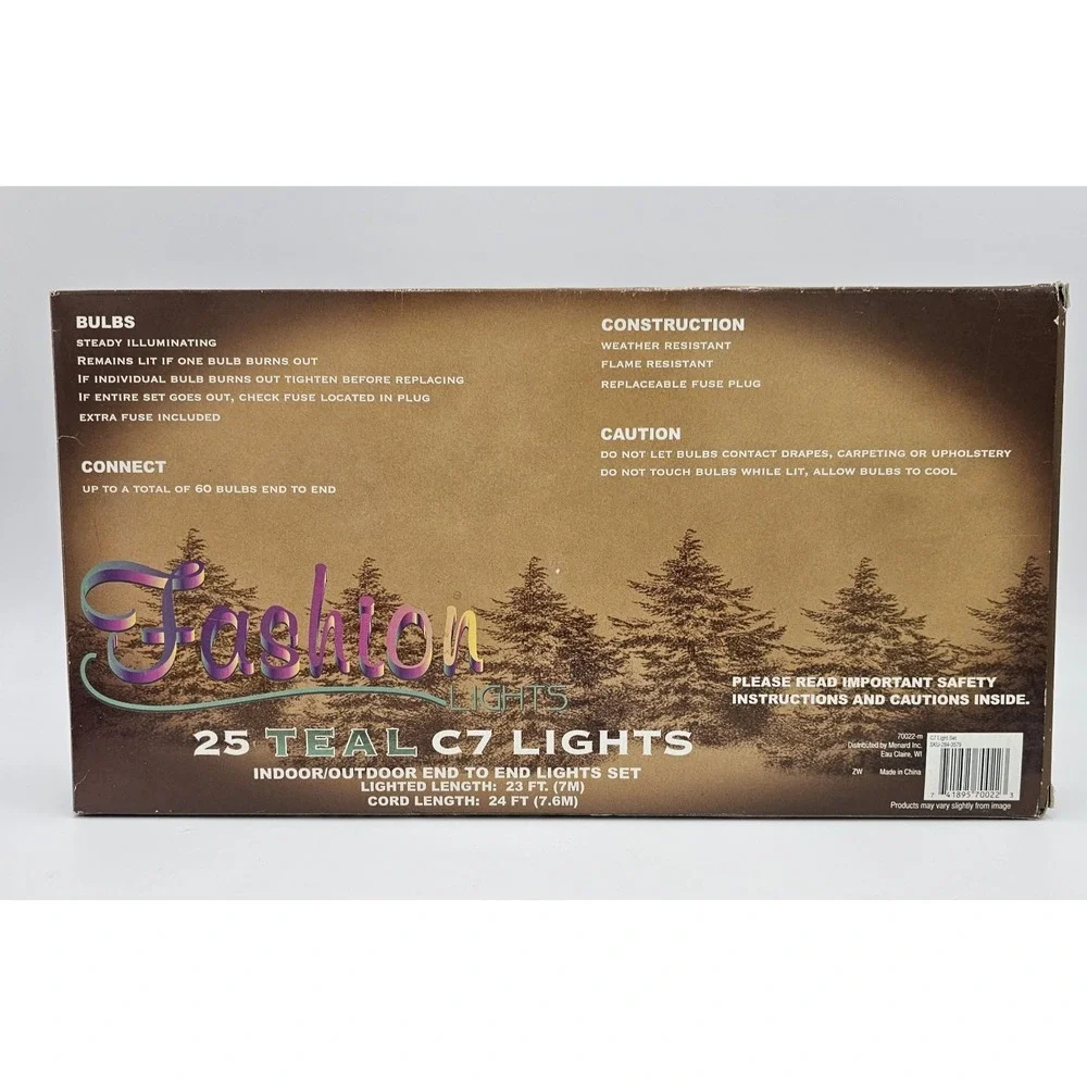 Enchanted Forest 25 C7 Teal Green Fashion String Lights 24 Ft Indoor Outdoor